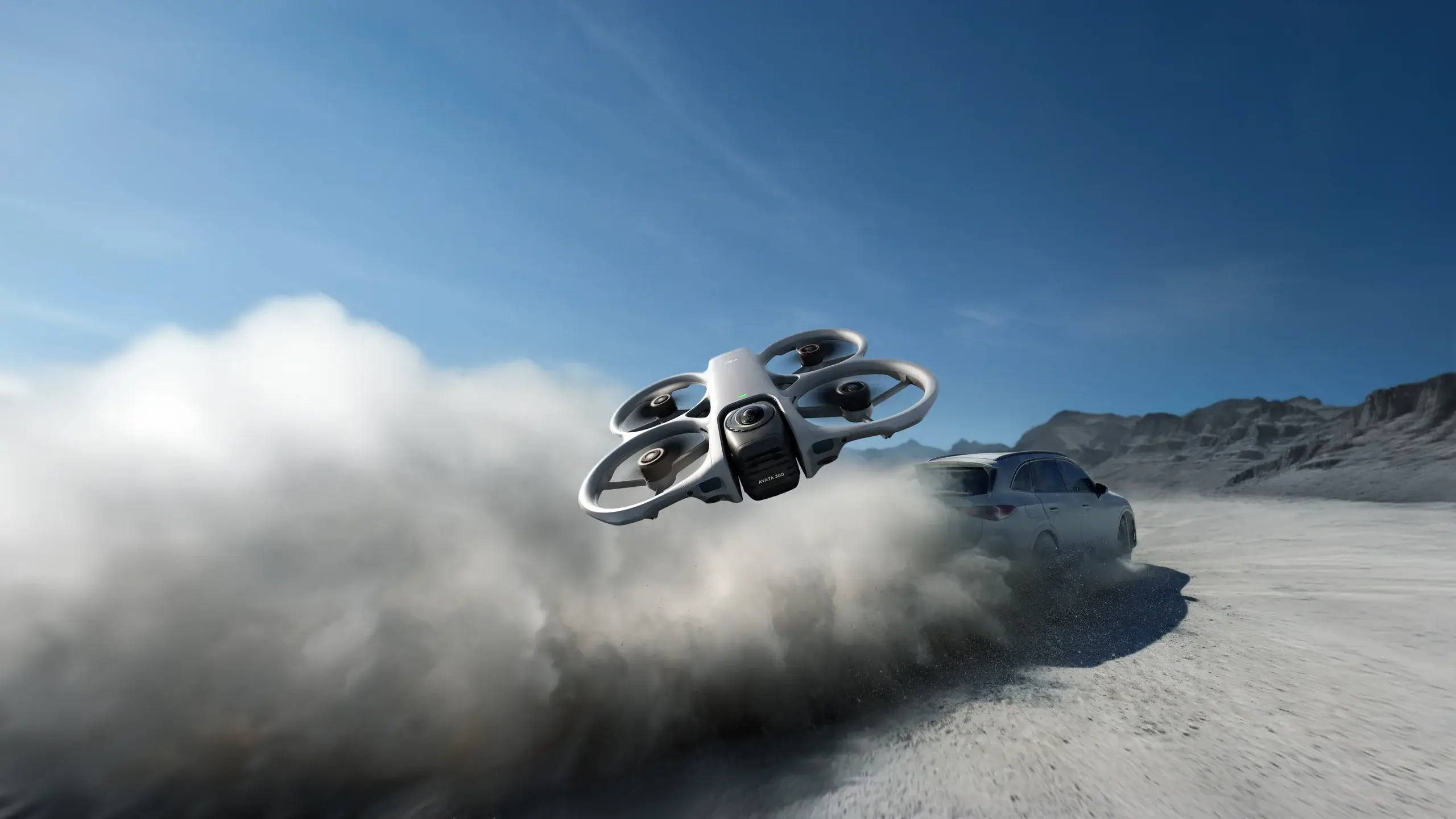 DJI Avata 360 following a sports car