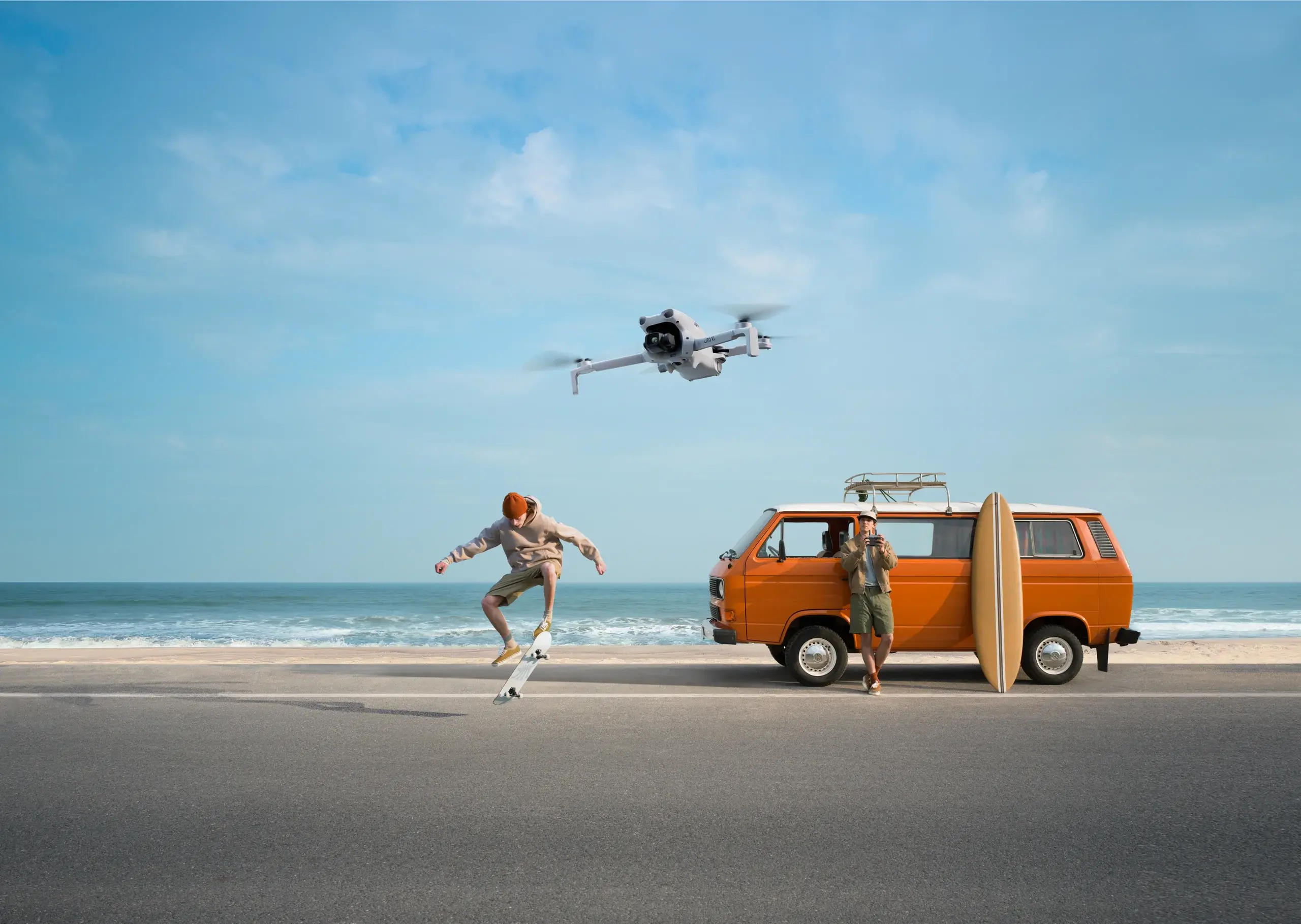 DJI Lito X1 following a runner on a coastal road trip