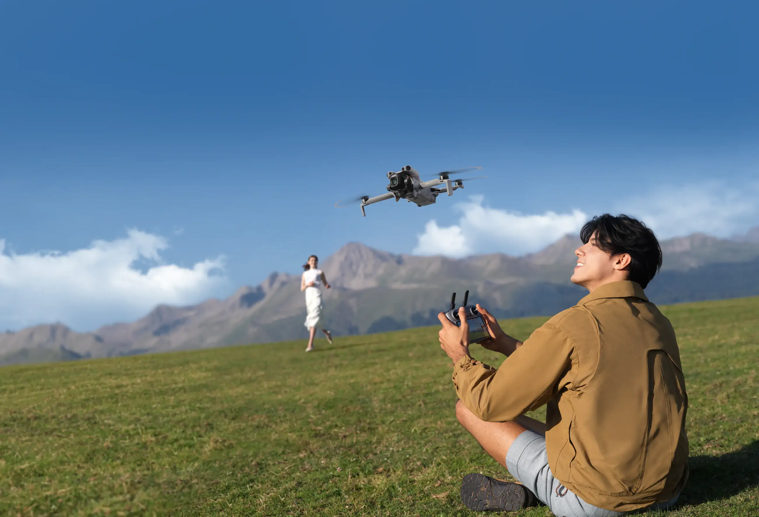 DJI Mini 5 Pro creator flight in an alpine landscape