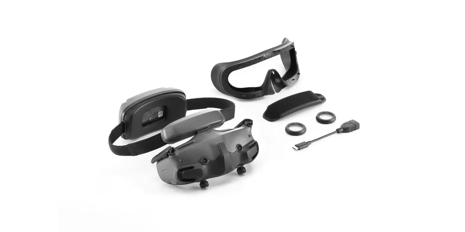 DJI Goggles 3 with foam padding, forehead pad, corrective lenses and OTG cable