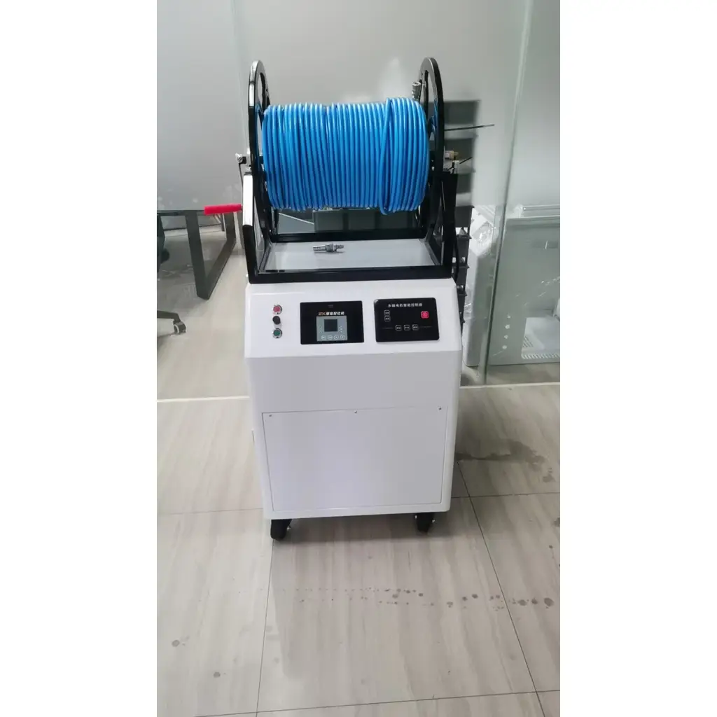 KA-13 ground station cleaning rig with integrated pump controls and hose reel
